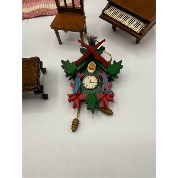 Vintage No Brand Wooden Dollhouse Furniture Piano Table Fireplace 1:12 Scale - Picture 3 of 9